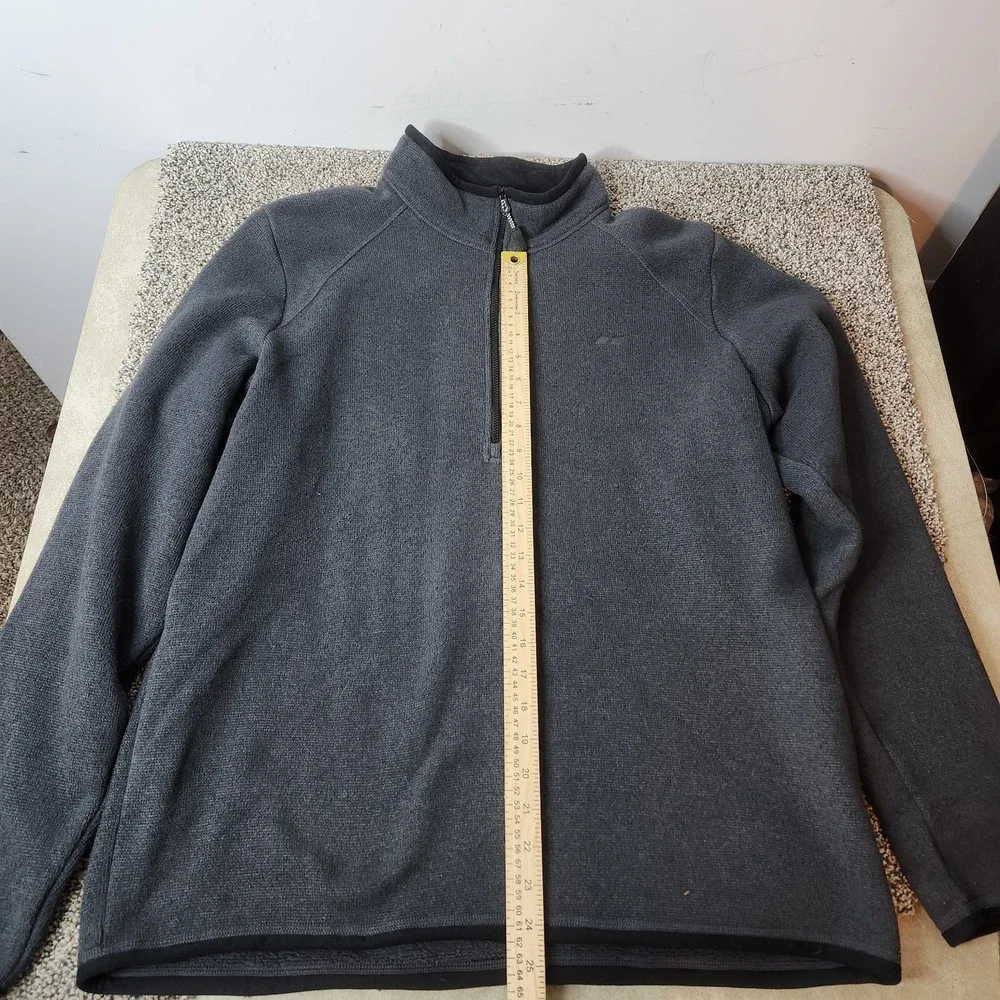 Koppen Fleece Pullover 1/4 Zip Mock Collar Gray‎ Raglan Sleeve Size Large